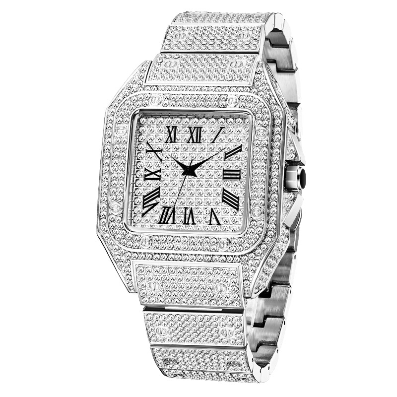 Malishi MISSFOX reloj tarjeta tanque serie cuadrado diamante cuarzo lujo hip hop reloj de hombre