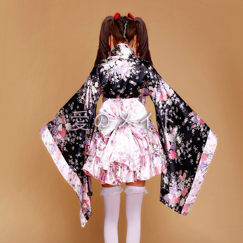 6-piece full set of heavy Sakura Cosplay anime costume kimono maid outfit Lolita princess dress