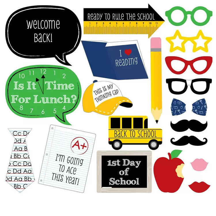Back to school 返校主题派对纸质拍照道具20件套胡子手持道具