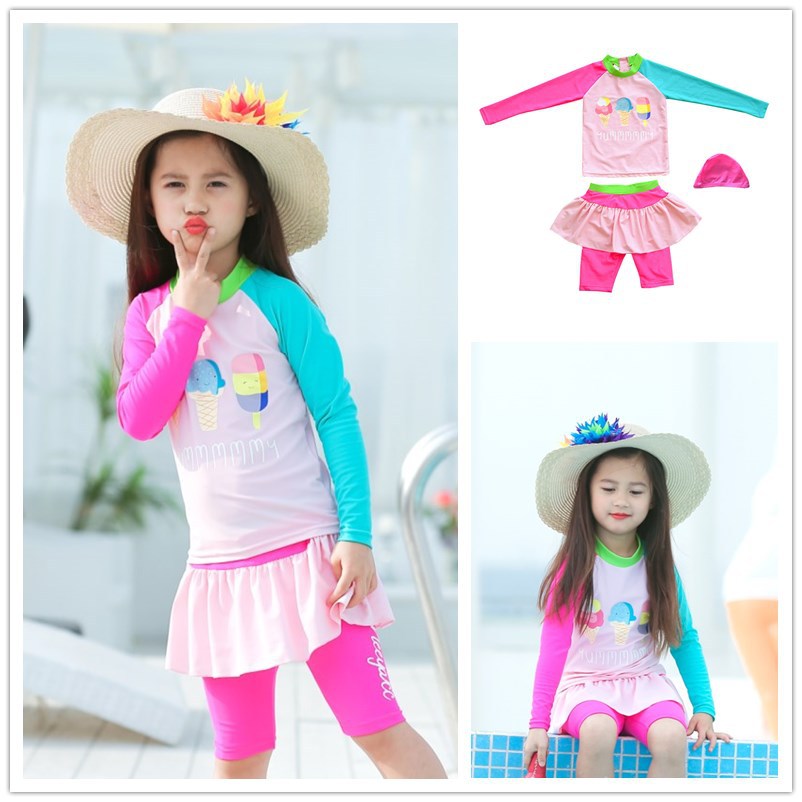 Fuchsia cartoon long-sleeve, split shorts
