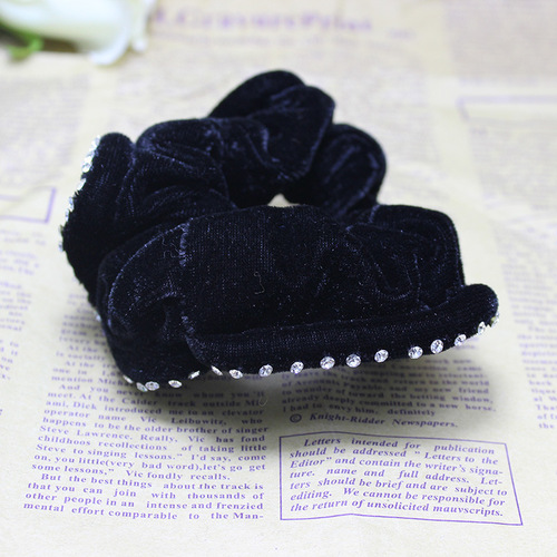 Korean style black velvet ring 60 pieces of rhinestone hair ring gold velvet large intestine ring hair ring professional hair flower wholesale