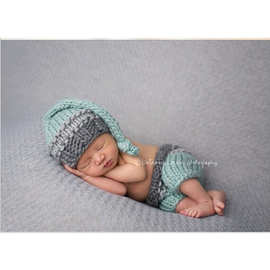 厂家手工编织婴儿毛线帽 长尾巴手工帽 宝宝帽子手工宝宝帽 针织
