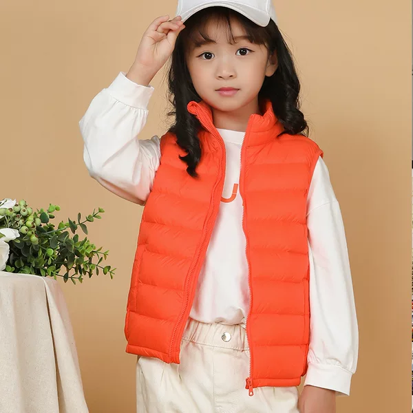 Children's down Vest for Boys and Girls, Lightweight Stand-Collar Vest for Autumn and Winter, Versatile Warm Inner Layer for School Uniforms
