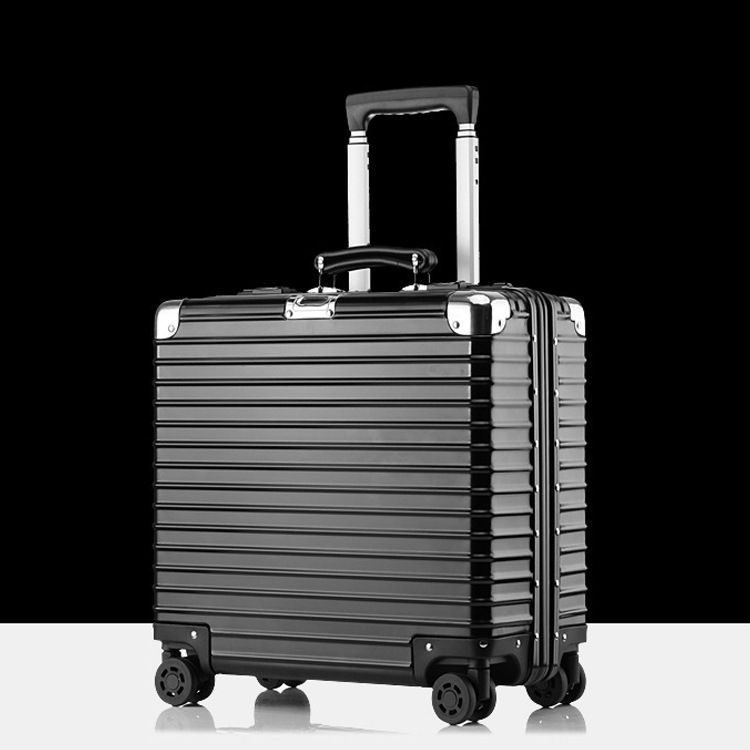 Square aluminum magnesium alloy trolley case 18 inch aluminum frame trolley case pilot trolley case sales