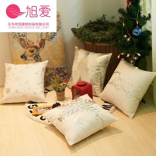  Christmas New Style Laser Silver Plated Velvet Throw Pillow Cover Cross-Border Supply Throw Pillow Cover