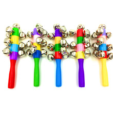 木制彩色手摇铃 四色木质床铃串铃  婴幼儿早教玩具 十铃批发