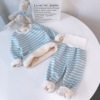 Autumn children's keep warm pijama suitable for men and women, fleece set, 2020, high waist