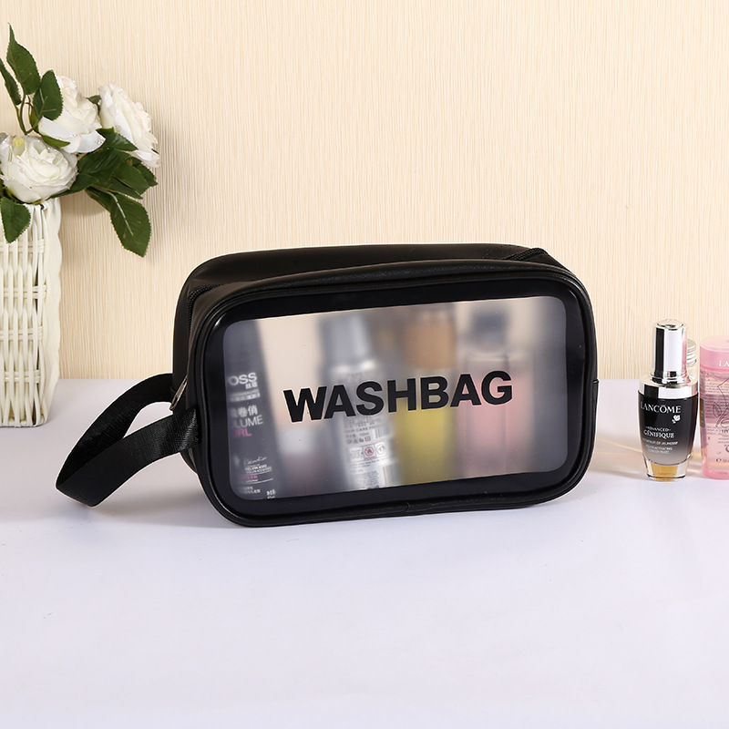 Pvc Cosmetic Bag Transparent Large Capacity Bath Bag Pu Waterproof Satchel Toiletry Bag Women's Satchel Travel Cosmetics Bag