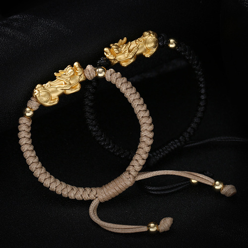 Dragon knot manufacturer hand-woven trendy men's new 3D hard silver 999 retro silver Pixiu bracelet on behalf of