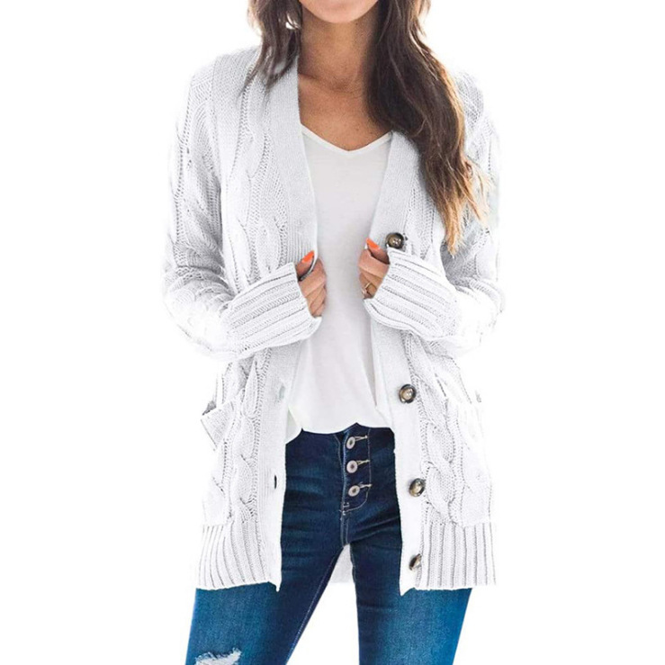 プラットフォームアマゾン秋と冬の新ホット販売カーディガンセーター女性のヨーロッパとアメリカの V ネックシングルブレスト長袖セータージャケット|undefined