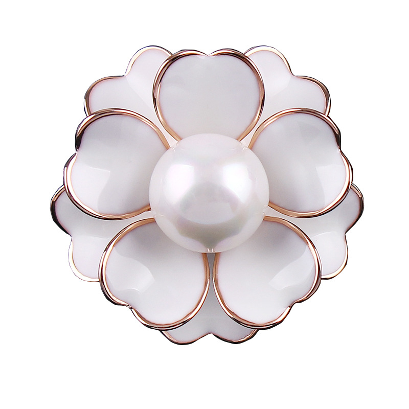 Luxuriöse Kamelien Perlen Brosche Damen Hochwertiges Accessoire_voghion.com
