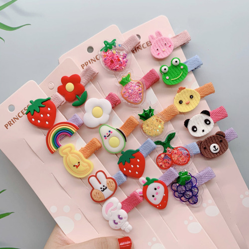 Korean style 5-piece set of children's hair clips that do not harm baby's hair, rainbow crown hair clips, girls' hair clip sets, hair accessories