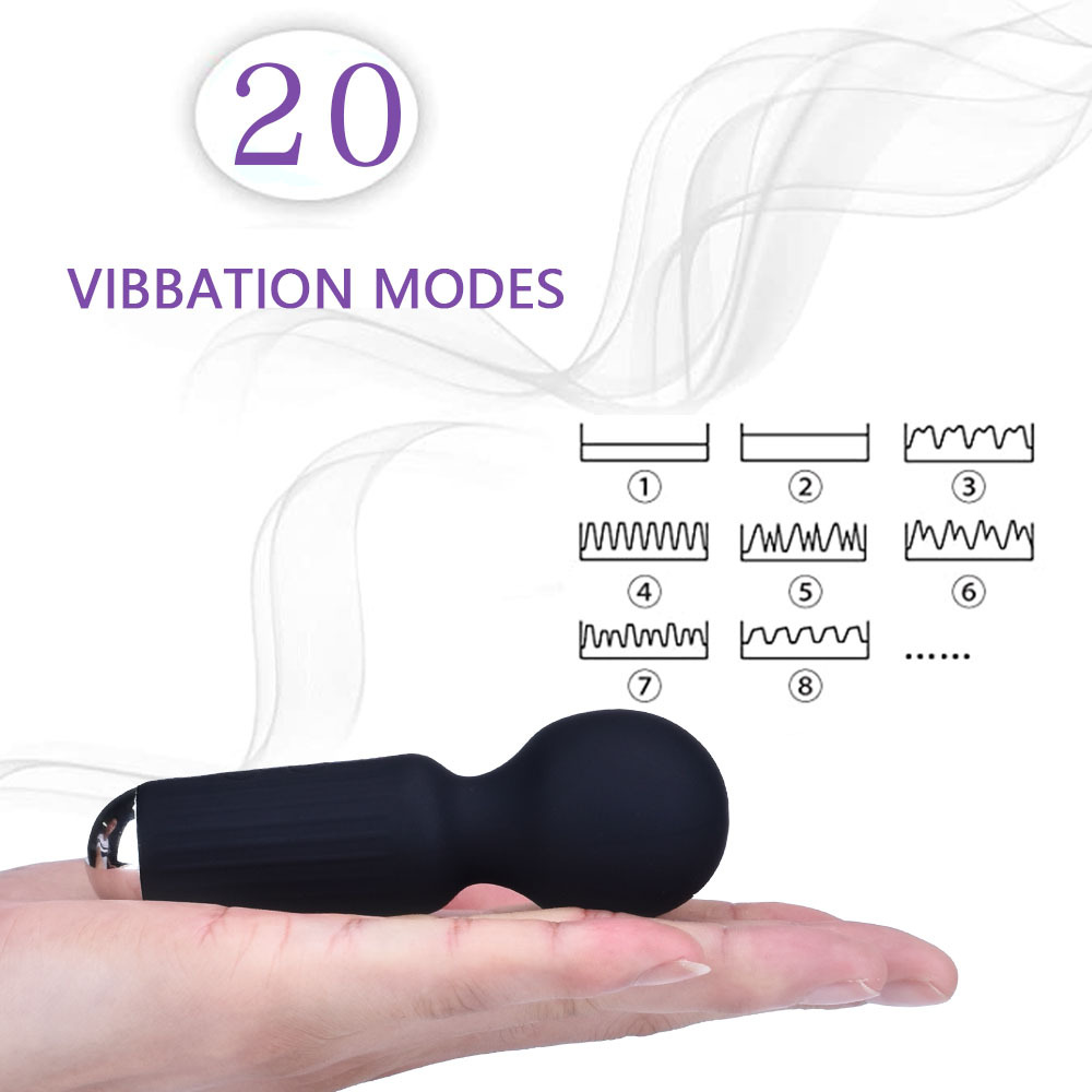 miniAV Bâton de massage érotique en silicone rechargeable USB, 20 vibrations, pour la masturbation féminine et les jeux sexuels pour adultes_voghion.com