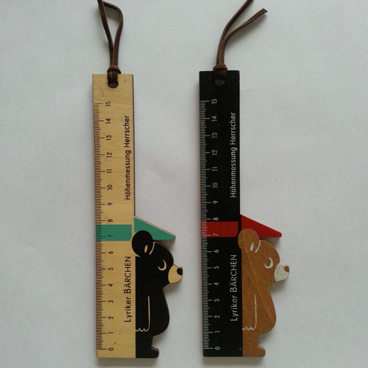 韩国ZAKKA可爱卡通动物小熊木尺 15cm刻度学生用品直尺工具批发