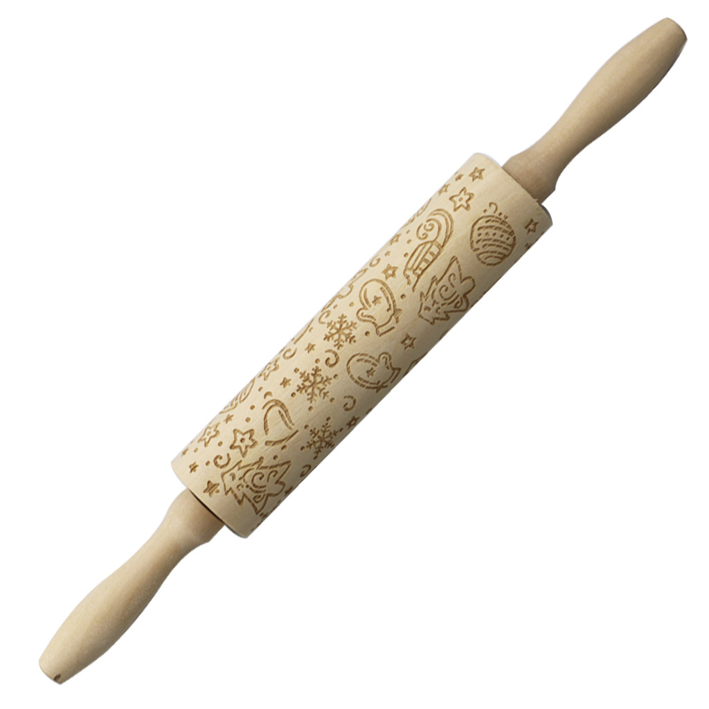 En stock Navidad ELK impresión rodillo de madera grabado láser en relieve rodillo galleta masa palo image 10