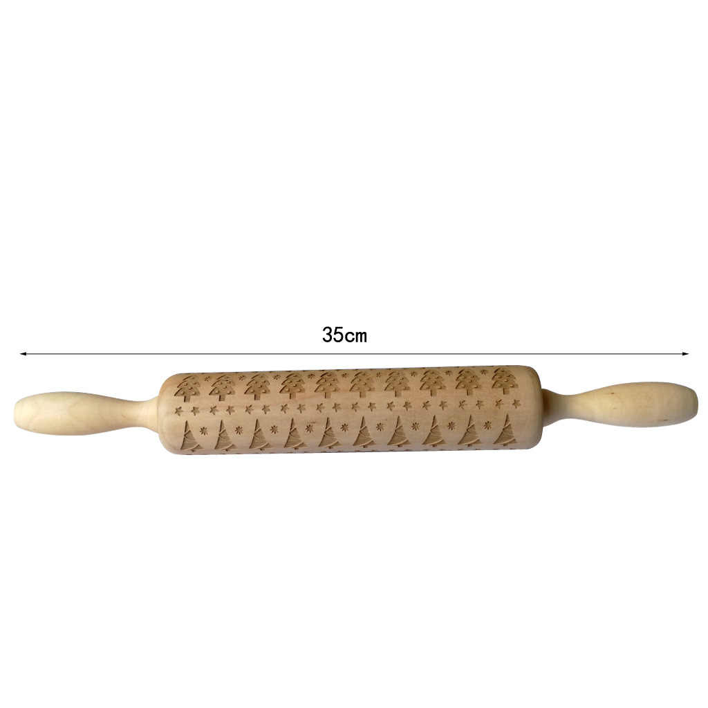 En stock Navidad ELK impresión rodillo de madera grabado láser en relieve rodillo galleta masa palo image 15