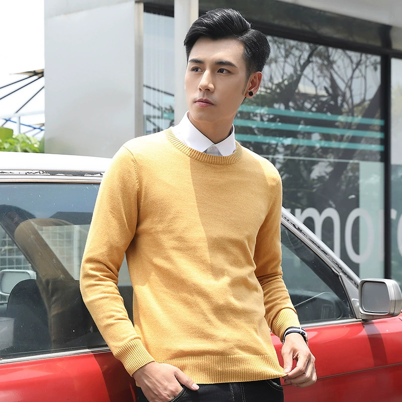 [Распродажа] Осенне-Зимний новый пуловер с круглым вырезом и внутренним свитером, повседневный деловой свитер для молодых мужчин оптом