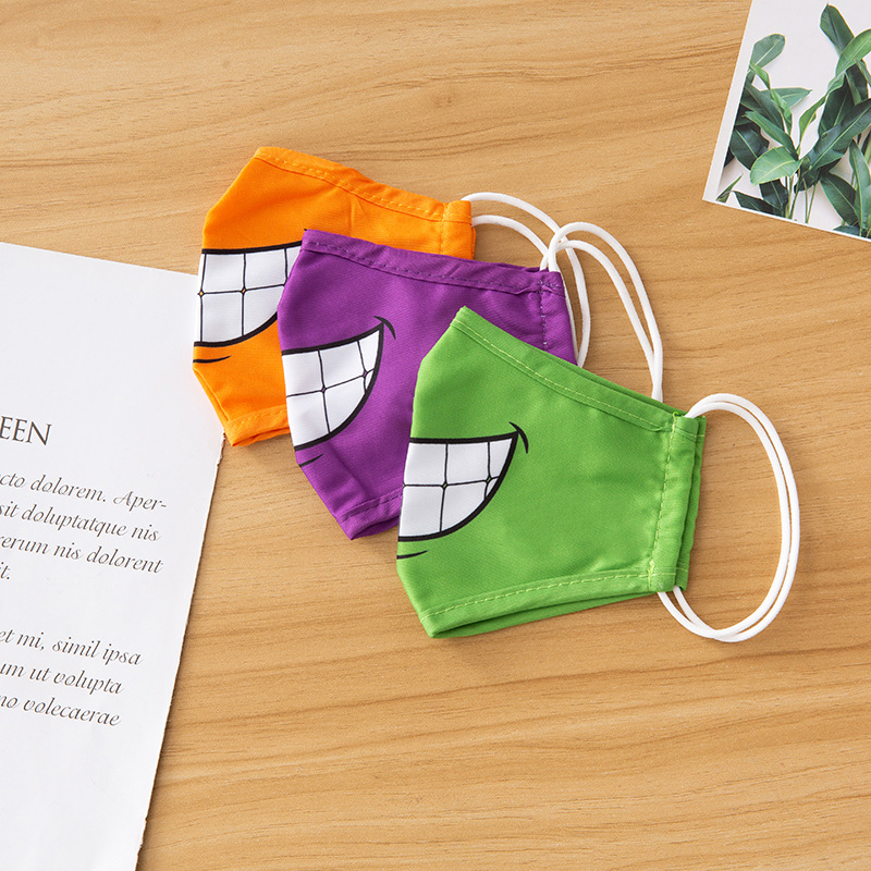 新款纯棉防尘笑脸口罩春夏防雾霾男女同款棉布透气口罩可印LOGO
