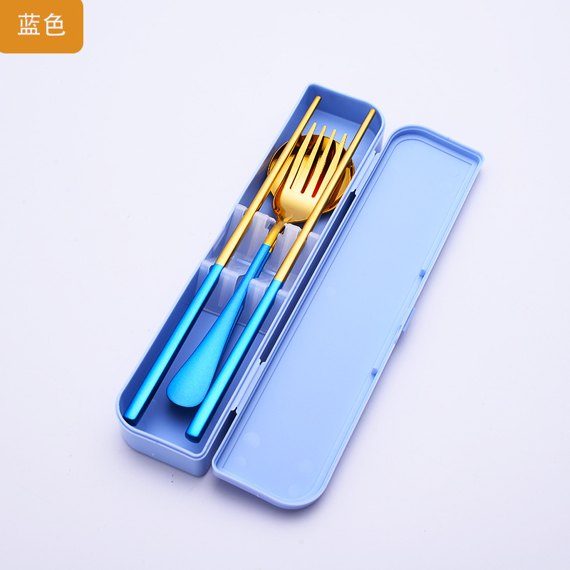 Convenient tableware, chopsticks, fork, spoon, set, (Physicals), 3 piece set, color