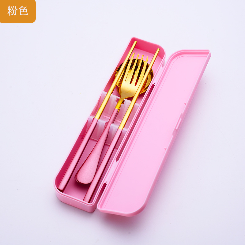 Convenient tableware, chopsticks, fork, spoon, set, (Physicals), 3 piece set, color