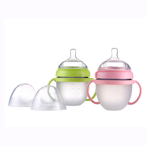 Manufacturer liquid silicone baby bottle large diameter wide mouth silicone baby bottle anti-flatulence anti-fall baby silicone baby bottle