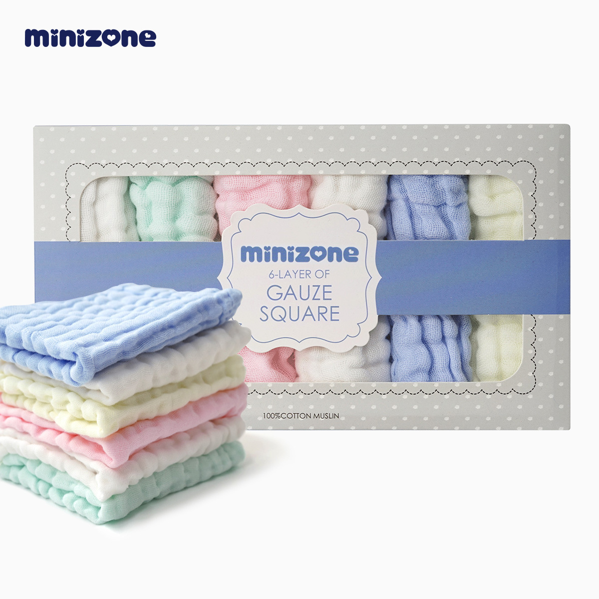 Minizone Baby Gauze Saliva Towel Baby Small Square Towel Newborn Bath Towel Face Towel Cotton Gauze