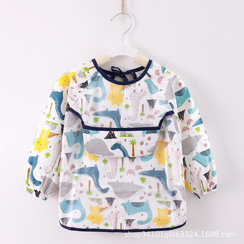 Children's raincoat waterproof long-sleeved anti-clothing baby meal bib cotton children's raincoat infant protection clothing 