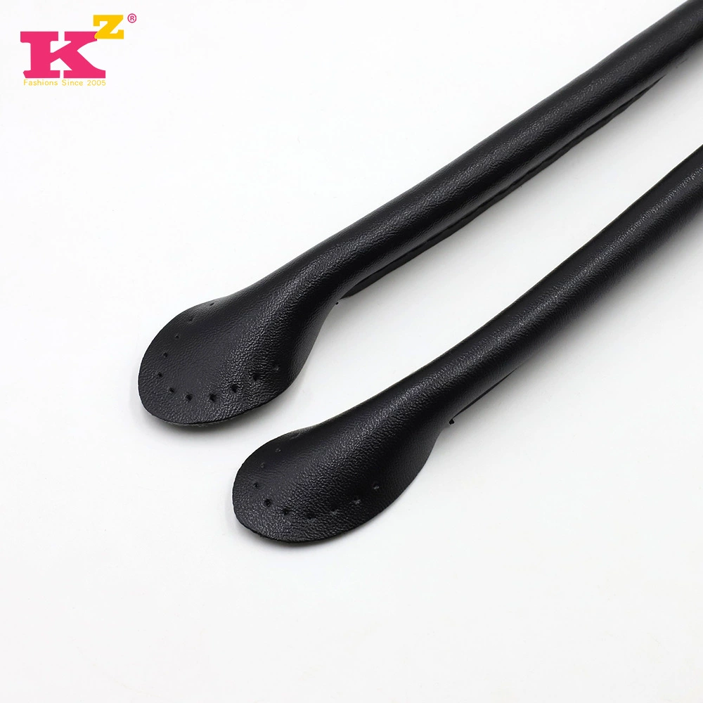 Кожаная ручка, черная сумка аксессуар handmade, натуральная кожа, 50 см