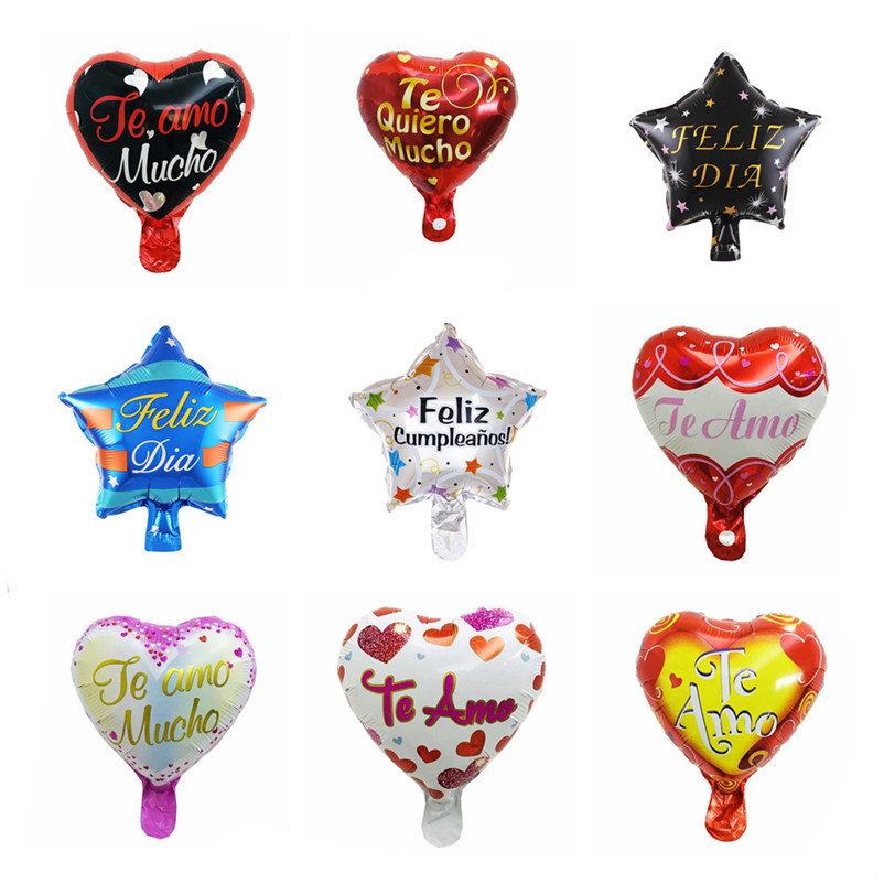 New 10 inch Spanish Happy Birthday Valentine's Day Series Aluminum Film Balloon Birthday Wedding Holiday Party Decoration