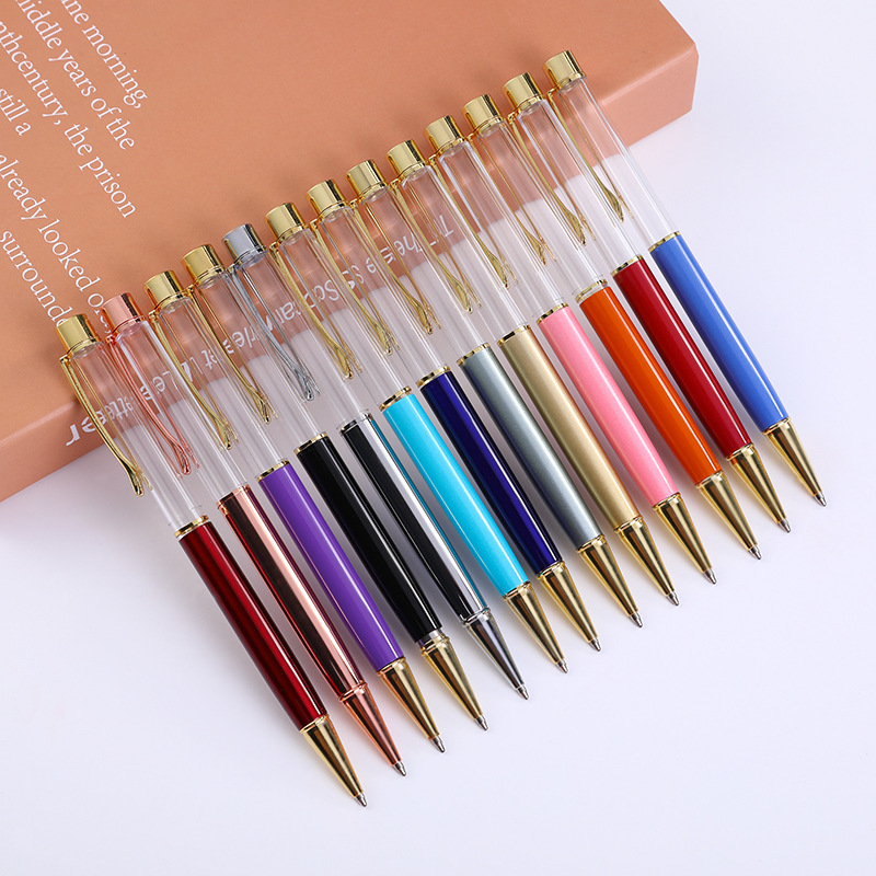 Transfronterizo japonés y coreano DIY creativo pluma de cristal vacío varilla pluma Bolígrafo De Metal pluma de aceite negocio LOGO pluma de cristal