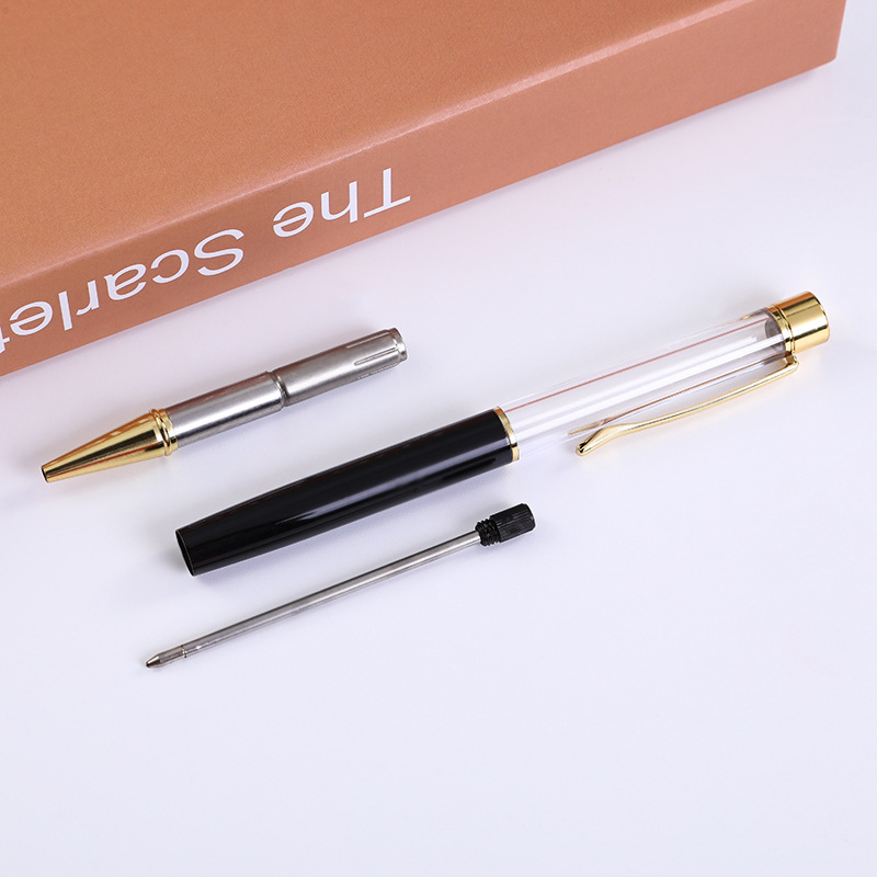 Transfronterizo japonés y coreano DIY creativo pluma de cristal vacío varilla pluma Bolígrafo De Metal pluma de aceite negocio LOGO pluma de cristal