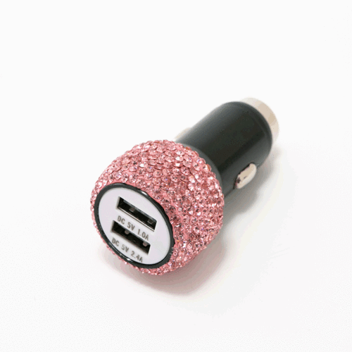 2.4 dual-port car charger, fast charging, one-to-two cigarette lighter, diamond-encrusted dual USB car charger, travel car charging head