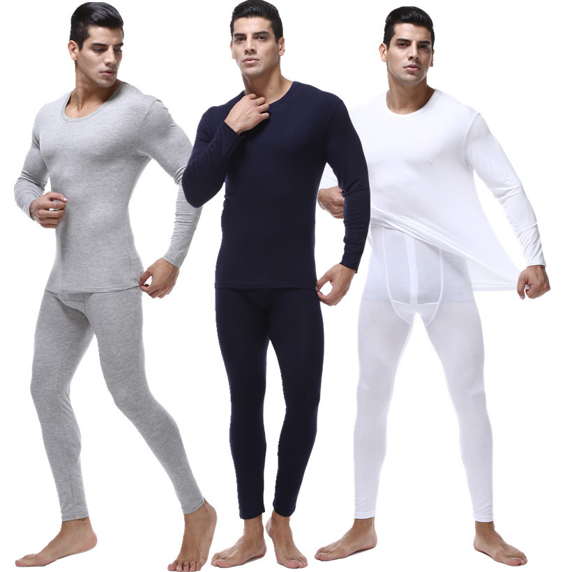 Manufacturers modal warm Men's thin round collar underwear base base suit add fertilizer