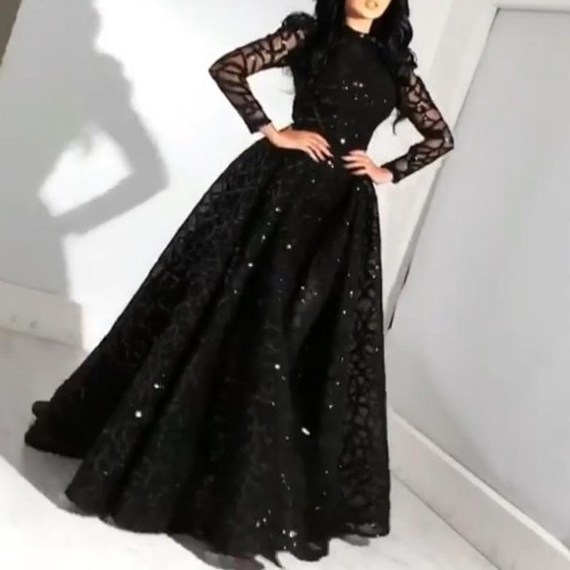2020 Spring/Summer New European and American Women's Fashion Long Sleeve Sequin Evening Dress New Model on Amazon