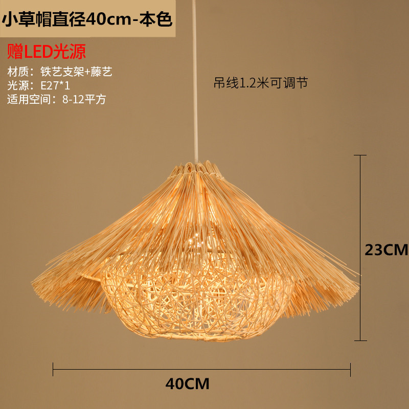 Araña de ratán chino Sudeste de Asia calabaza creativa sala de té B & B lámpara ratán paja personalizada casa cafetería lámparas