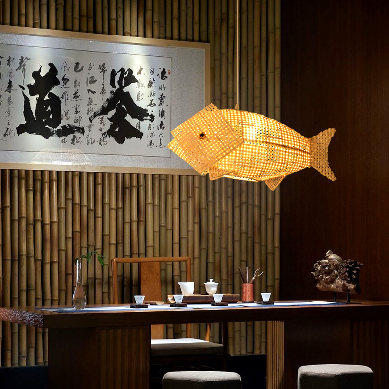 Araña de ratán chino Sudeste de Asia calabaza creativa sala de té B & B lámpara ratán paja personalizada casa cafetería lámparas