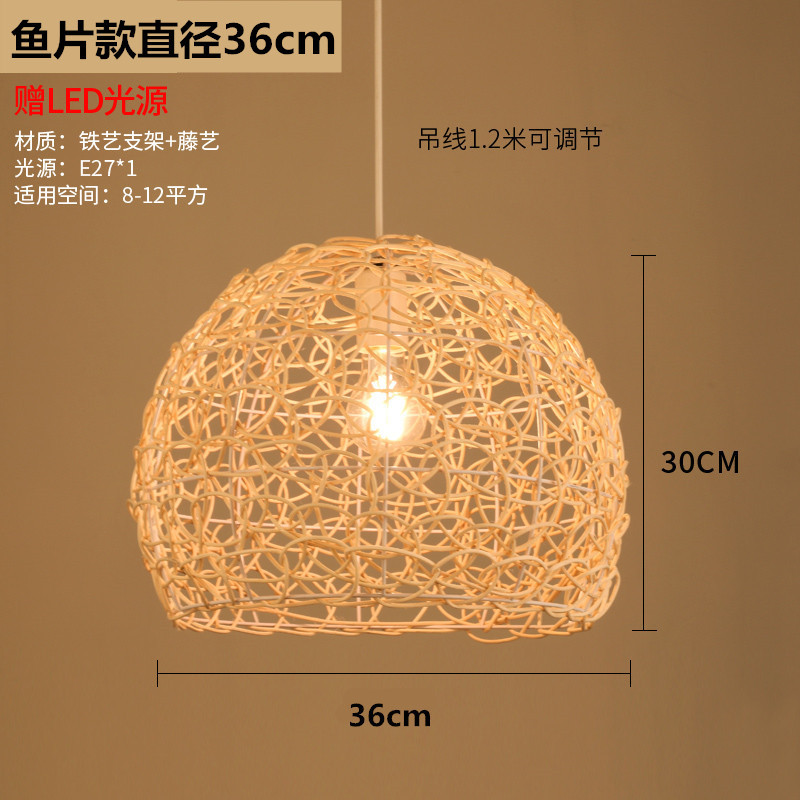 Araña de ratán chino Sudeste de Asia calabaza creativa sala de té B & B lámpara ratán paja personalizada casa cafetería lámparas