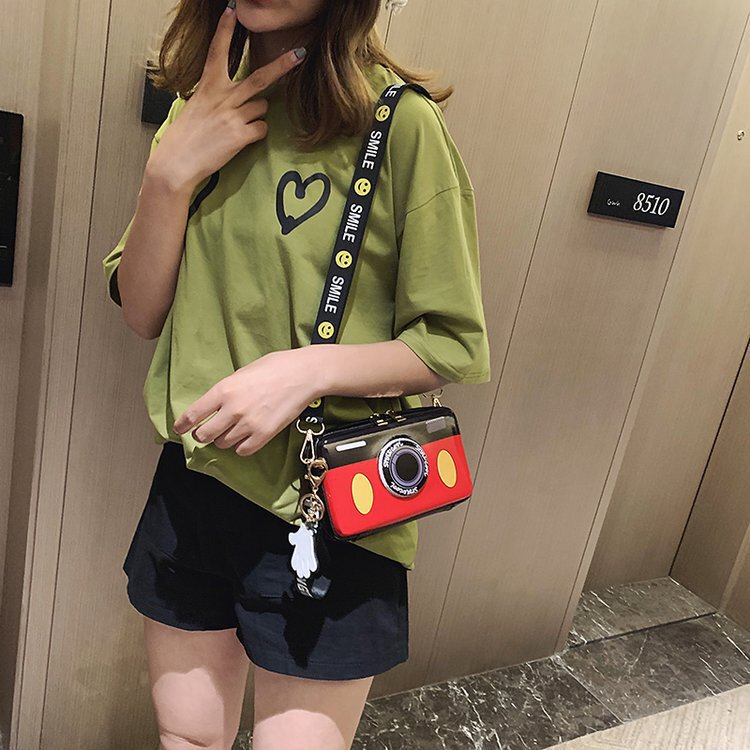 Cartoon Crossbody Bag, Mobile Phone Bag for Women, Korean Style Coin Purse, Small Shoulder Camera Bag, Contrasting Color Design, Fresh and Sweet