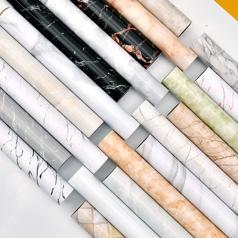 Self-adhesive Marble Vinyl Sticker Roll, Waterproof & Heat‑Resistant, Widths 40–120 cm