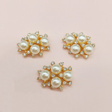 新款珍珠水钻花盘合金配件  DIY手工发饰手机包包饰品配饰