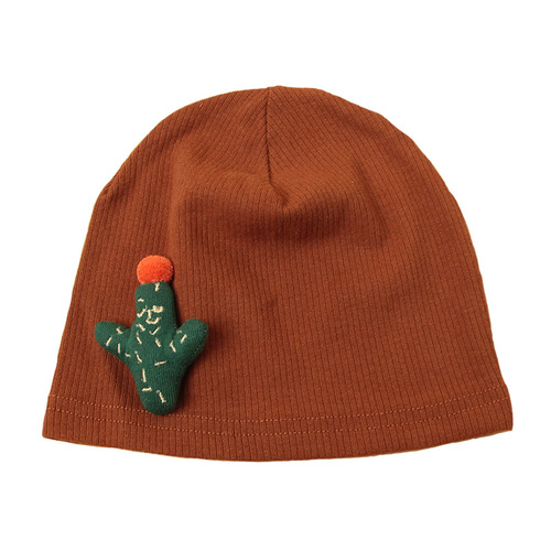 Single layer trendy spring and autumn baby hat Korean style cotton children's pullover solid color thin knitted baby hat