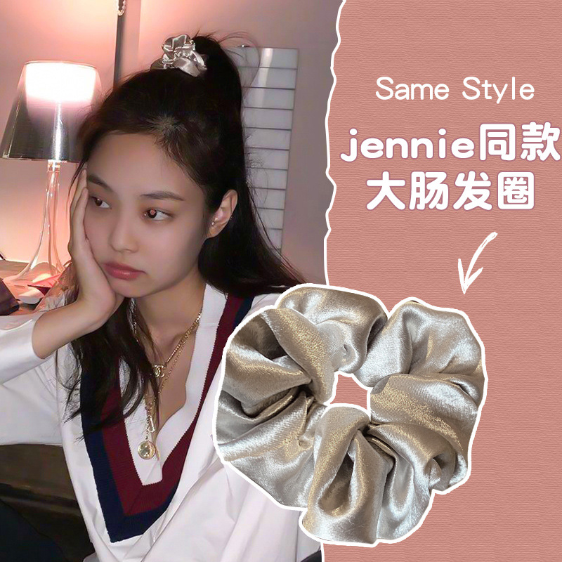 Ju Yiyi mismo estilo negro brillante Banda para el cabello del intestino grueso Simple retro Internet celebridad grasa salchicha ins accesorios para el cabello japonés y coreano cuerda para el cabello para las mujeres