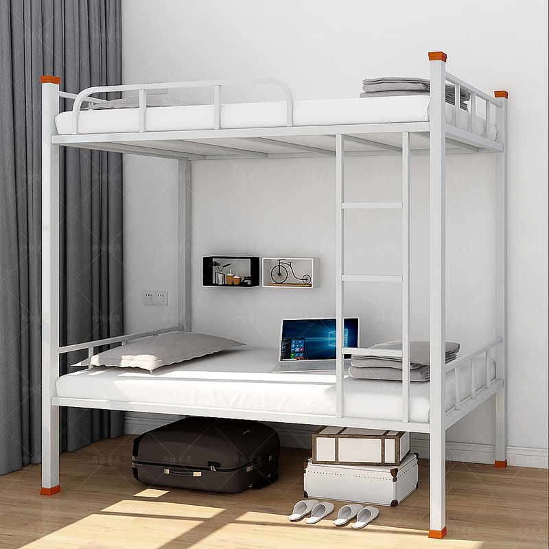 Iron Frame Bunk Beds, Steel Double-Decker Beds for Employees, Apartment Beds, Guangdong Wholesale and Bulk Purchasing