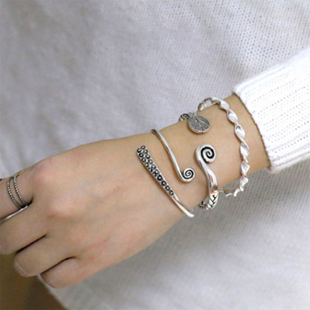 Women's Creative Chinese Style Retro 925 Silver Opening Bracelet