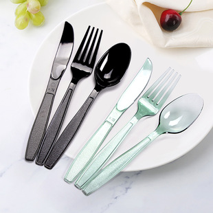 Disposable knife, fork, spoon PS hard plastic western steak fork takeaway soup spoon rice spoon spoon spoon plastic knife salad fork