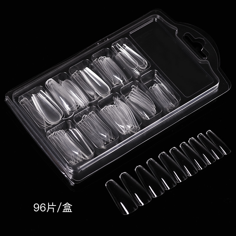 Pieza de uñas de manicura parche de uñas falsas extraíble portátil pegamento femenino ultrafino transparente esmerilado extensión de uñas