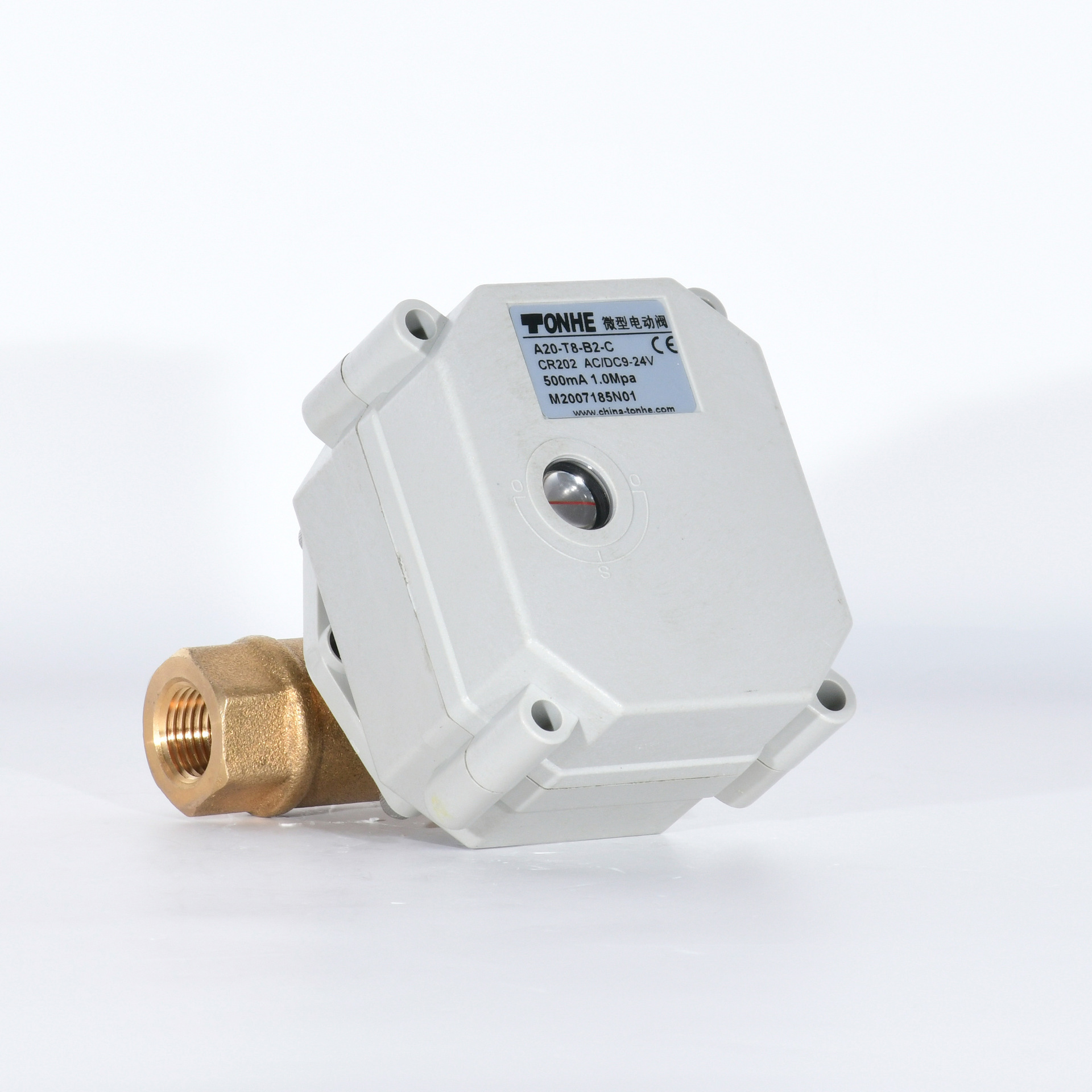 微型电动阀TONHE黄铜全通径两通三线两控电动阀门可替电磁阀