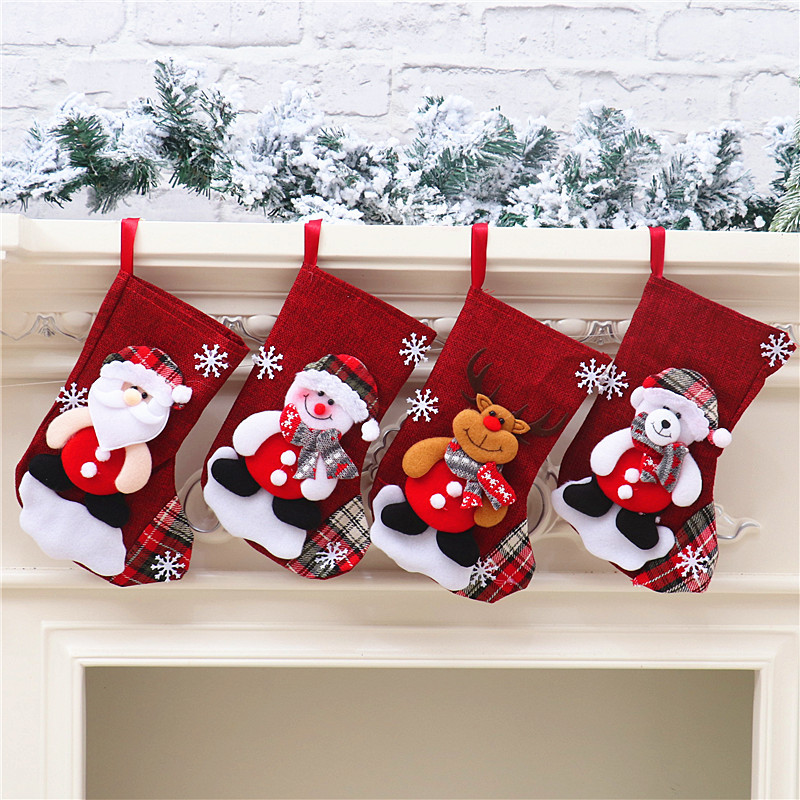 Regalo de dulces de Navidad bolsa Decoración Accesorios Santa muñeco de nieve calcetines medio regalo de Navidad calcetines Decoración
