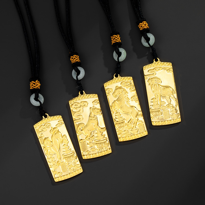 Xuping Collar con colgante de los 12 signos del zodiaco – estilo étnico, chapado en oro 24K