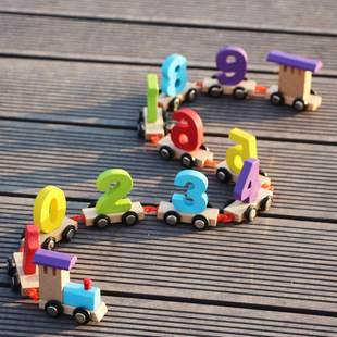 Young Kidsren's Educational Early Education Wooden Toys Use Their Brains and Hands to Exercise Baby's Cognitive Digital Shape Building Blocks Small Train
